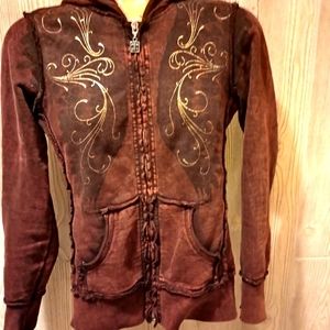 Large maroon zip up hoodie